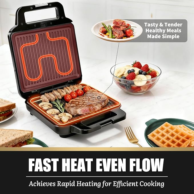 Belgian Waffle Maker with Removable Plates, Waflera Electrica, Large Waffle Iron - Image 3