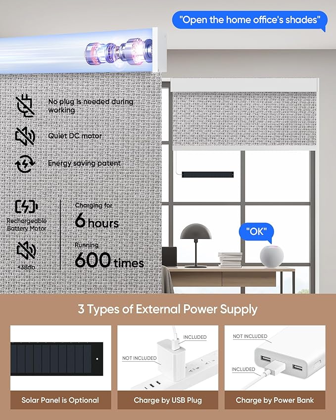 Kincmo Motorized Blinds with Remote, 100% Blackout Motorized Roller Shades Work - Image 5