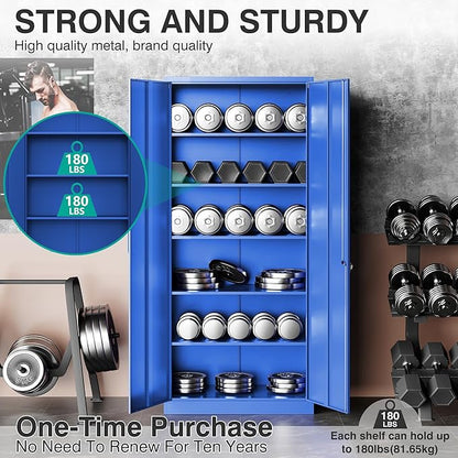SISESOL Blue Metal Storage Cabinet - Image 9