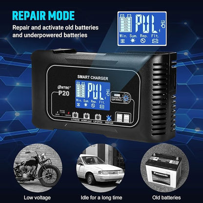 Dylannet Smart Battery Charger 20A 12V/24V Fully Automatic Maintainer, Trickle - Image 6