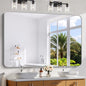 60x40 Inch Silver Bathroom Mirror, Large Rectangle Mirror, Metal Framed by WelcometoCIVENO