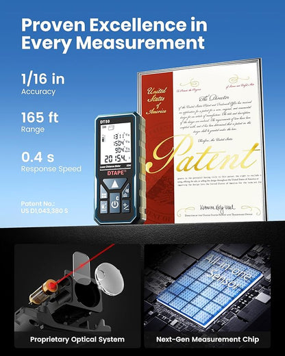 Laser Measure, DTAPE 165 Ft Digital Laser Distance Meter, Upgraded - Image 2