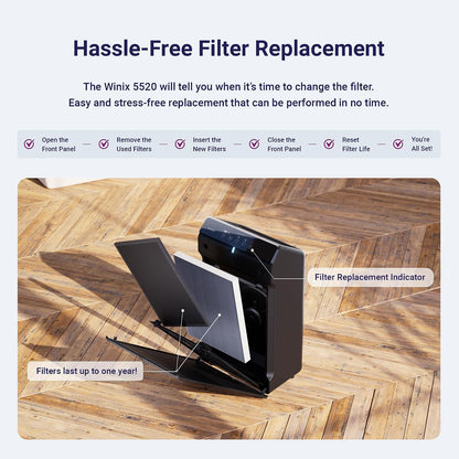winix 5520 air purifier for home large room, front angle view