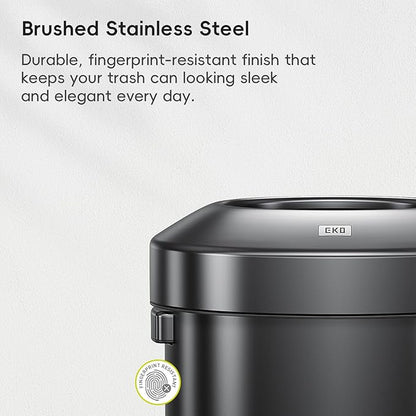 EKO Urban 32 Gallon Round Black Stainless Steel Open Top Waste Bin, Tall - Image 4