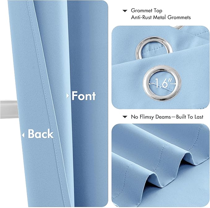 MIULEE Sky Blue Blackout Curtains - Image 4