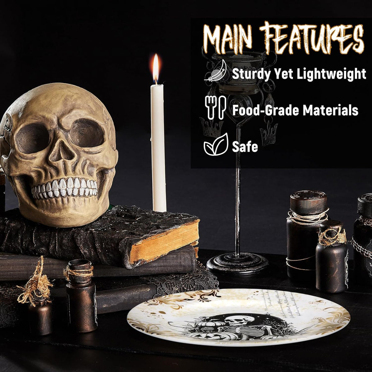 8 Pcs Halloween Dinnerware Set Halloween Plates Serving Dishes, Retro