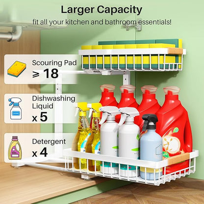 Pull out Cabinet Organizer, 1 Pack Under Sink Organizer, Slide out Metal - Image 3
