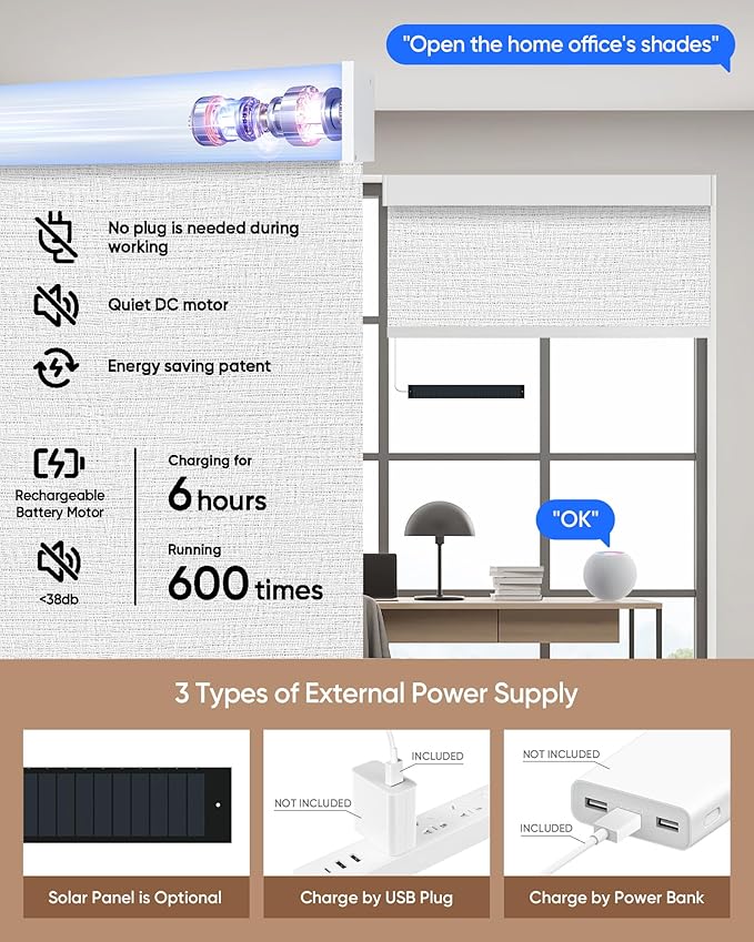 Kincmo Motorized Blinds with Remote, 100% Blackout Motorized Roller Shades Work - Image 5