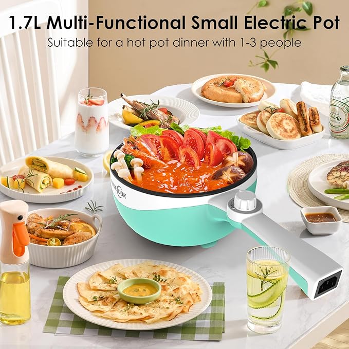 Audecook Hot Pot Electric, 1.7L Mini Electric Skillet Portable Nonstick Sauté - Image 4