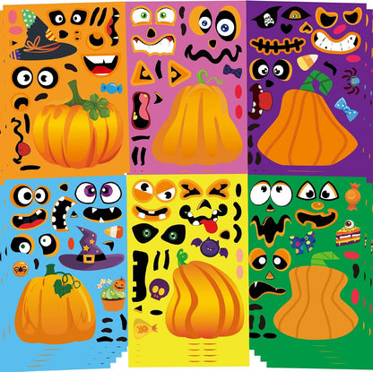NOVWANG 32 Sheets Halloween Stickers to Make a Pumpkin Face Pack | Paper Material, Kids Party Favors and Activities, DIY Pumpkin Craft Decorations, 32 Sheets Treats Gifts Stickers