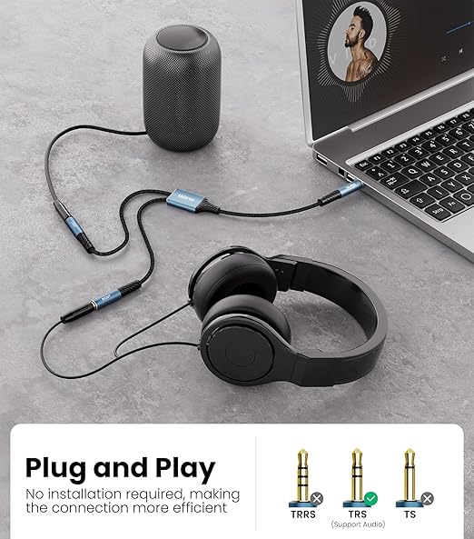 Tisino Headphone Splitter 3.5mm, Aux Splitter 2 Female to 1 Male, 3.5mm TRS - Image 4