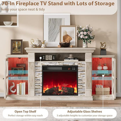 QUW Electric Fireplace TV Stand, Modern TV Console Table - Image 7