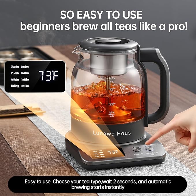 Rufus Titanium & Glass Electric Tea Kettle Tea Maker - Image 5