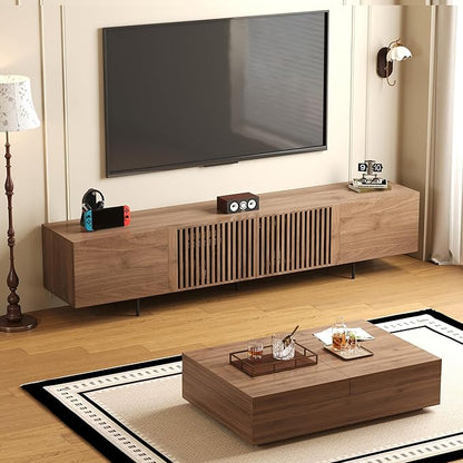 NessCarsti Mid-Century Modern TV Stand & Expandable Coffee Table Set, Walnut - Image 4