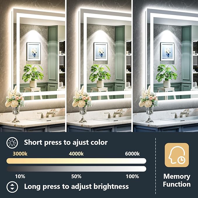 YEELAIT 24x30 Inch LED Bathroom Mirror - Image 4