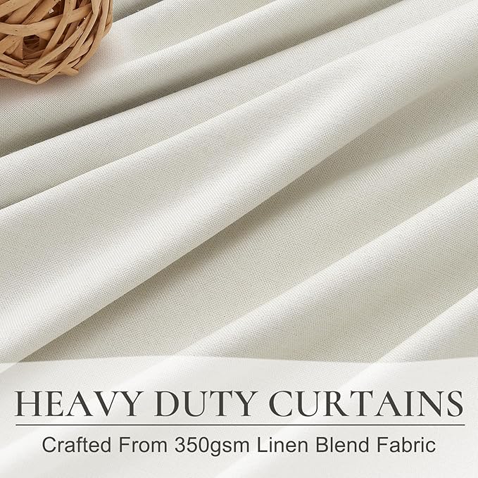 Pleated Beige Curtains 95 Inches Long 2 Panels Burg, Energy Efficient - Image 3