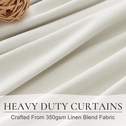 Beige White Cute Blackout Pleated Curtains 86 Inches Long 2 Pack, Insulated - Image 5