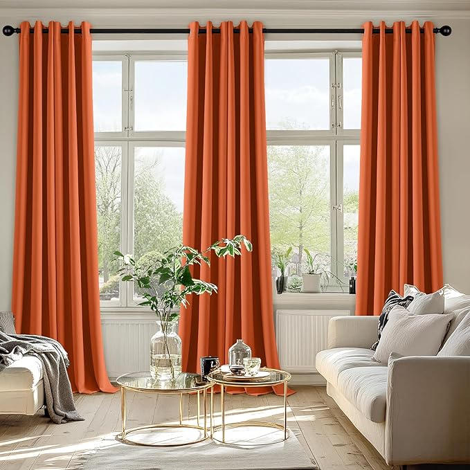 MIULEE Orange Blackout Curtains - Image 6