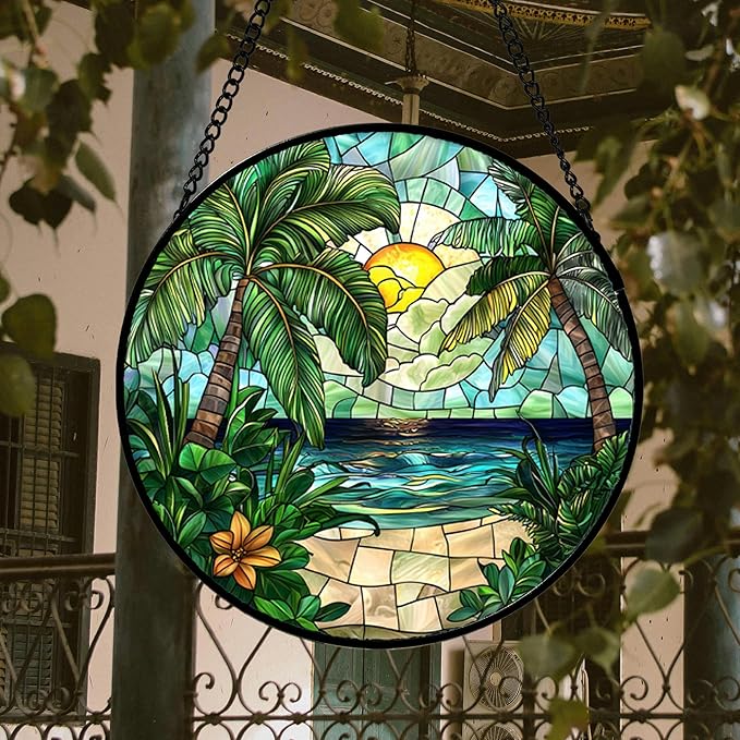DASTOLL Stained Glass Window Hanging, and Mom 14.9x14.9 in - Image 2