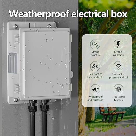 Outdoor Waterproof Electrical Junction Box, ABS Water Resistant Enclosure - Image 2
