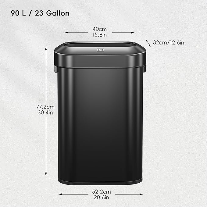 EKO Urban 24 Gallon/90 Liter Open Top Stainless Steel Slim Commercial Trash Can - Image 4