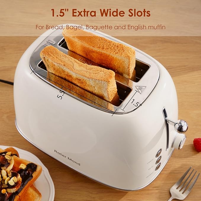 Roter Mond 2 Slice Toaster Retro Stainless Steel - Image 5
