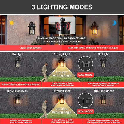 2 pack Porch Lights with GFCI Outlet, Dusk to Dawn Motion Sensor Outdoor Lights - Image 4