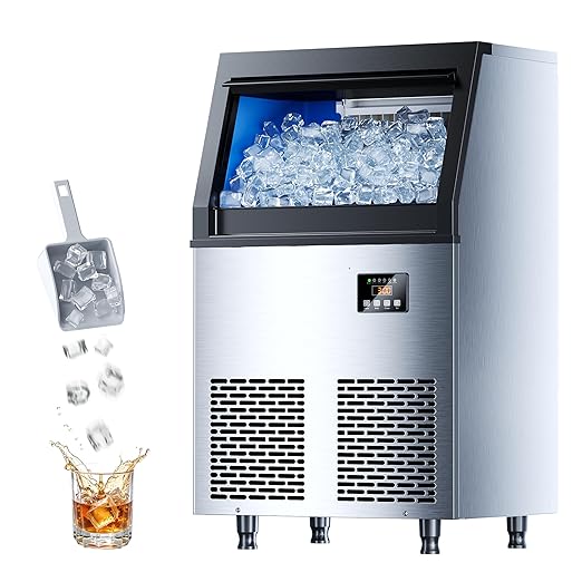 Coolski Commercial Ice Maker Machine, 100lbs/24H Ice Machine, 34lbs Storage by Coolski