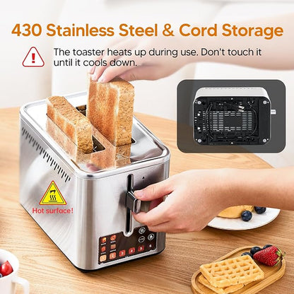 Trisiko® Touch Screen Toaster 2 Slice, Stainless Steel Smart Toaster - Image 9
