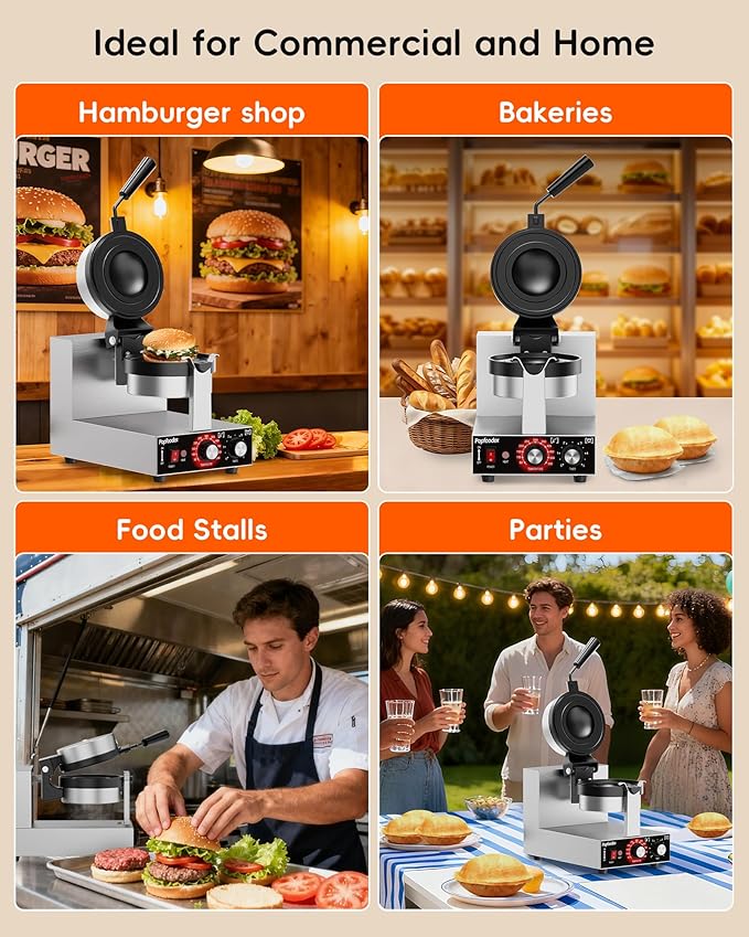 Ufo Burger Maker Machine, 110V Electric Ufo Sandwich Maker w/Adjustable - Image 7