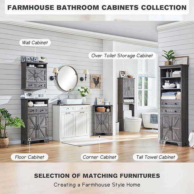 ACCOHOHO Bathroom Wall Cabinet, Farmhouse Medicine Cabinet, Adjustable Shelf - Image 6