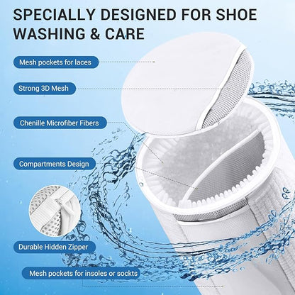 Teletrogy Large Shoe Bag for Washing Machine, Two-Zone Design, 2 Mesh Pockets - Image 3