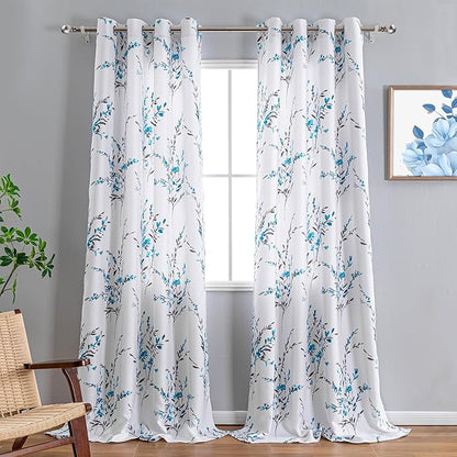 MYSKY HOME Floral Curtains 108 Inch Long - Image 2