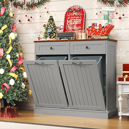 Tilt Out Trash Can Cabinet by LOUVIXA