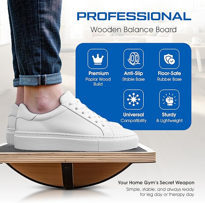 Wooden Balance Board for Adults, Wobble Board for Core Strength & Stability - Image 3