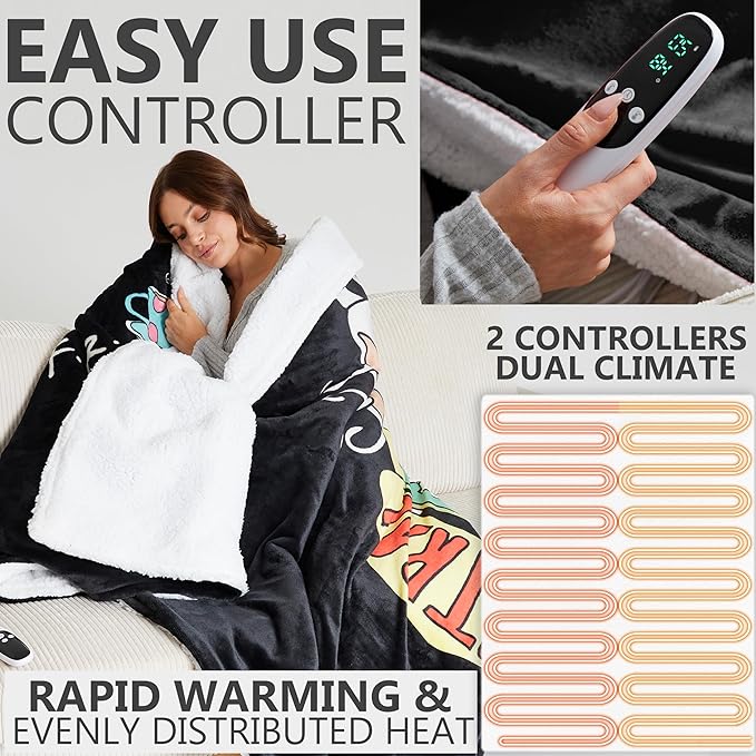 Friends TV Show Heated Blanket Electric, King Size Luxurious Fleece Weighted - Image 3