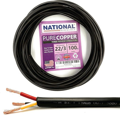 NATIONAL Wire & Cable – 22 AWG 3-Conductor Premium Copper Wire, 100 ft by NATIONALWireCable