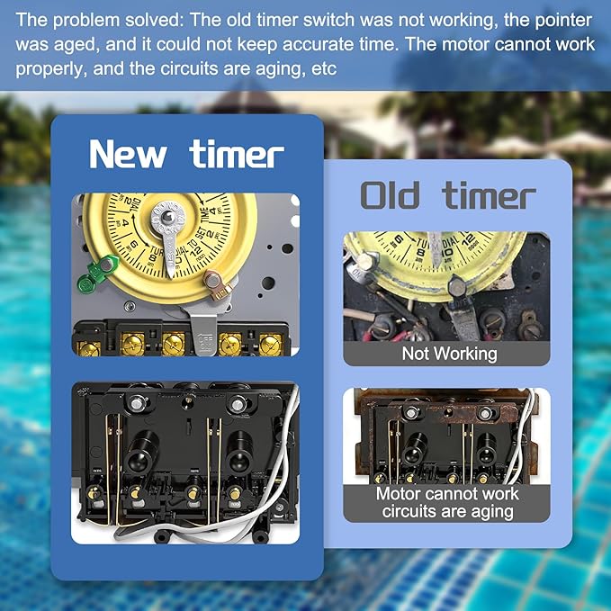 T104R Mechanical Timer Switch, 208–277 VAC 40 Amp, Pool Pump Switch, 24 Hour 12 - Image 6