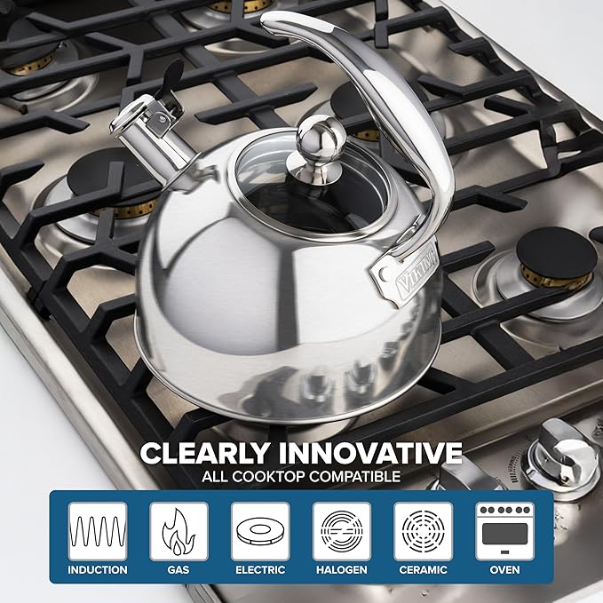 Viking 3-Ply Stainless Steel Tea Kettle, 2.6 Quart Stovetop Hot Water Pot - Image 5