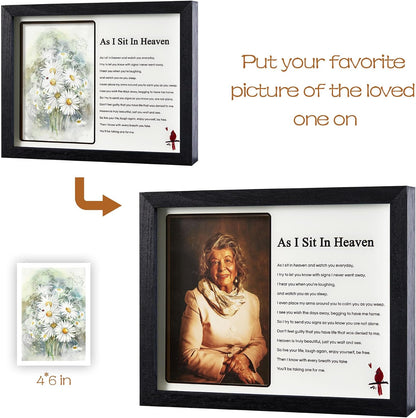 WOODEXPE Sympathy Gift 8" x 10" LED Memorial Shadow Box Memorial Gifts for Loss of Loved One - As I Sit in Heaven