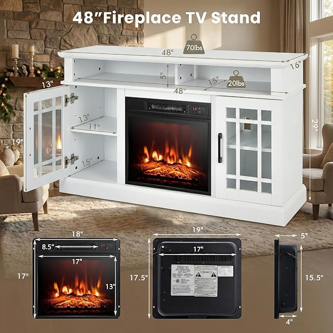 SIMOE Fireplace TV Stand Electric Fireplace 49Inch Console up to 55'' TV - Image 7