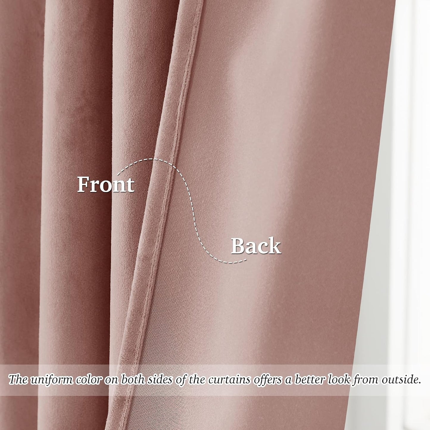 Pink Girls Bedroom Velvet Curtains 90 Inch Length 2 Panels | Romantic Blush Pink Drapes for Salon, Light Dimming Privacy Window Panels, Back Tab & Hook Belt, W52 x L90