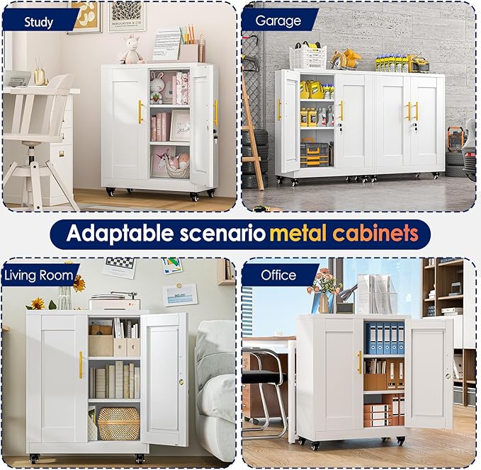 35" H Metal Garage Storage Cabinet, Rolling Tool Cabinet - Image 7