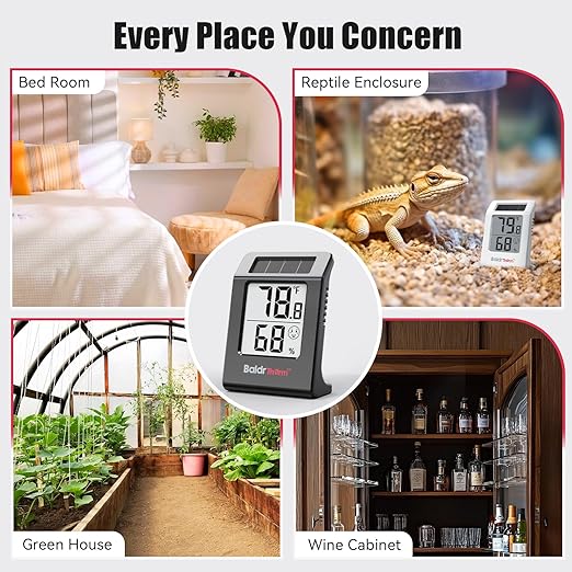 BaldrTherm Humidity Meter Hygrometer, Solar-Powered Room Thermometer Indoor - Image 8