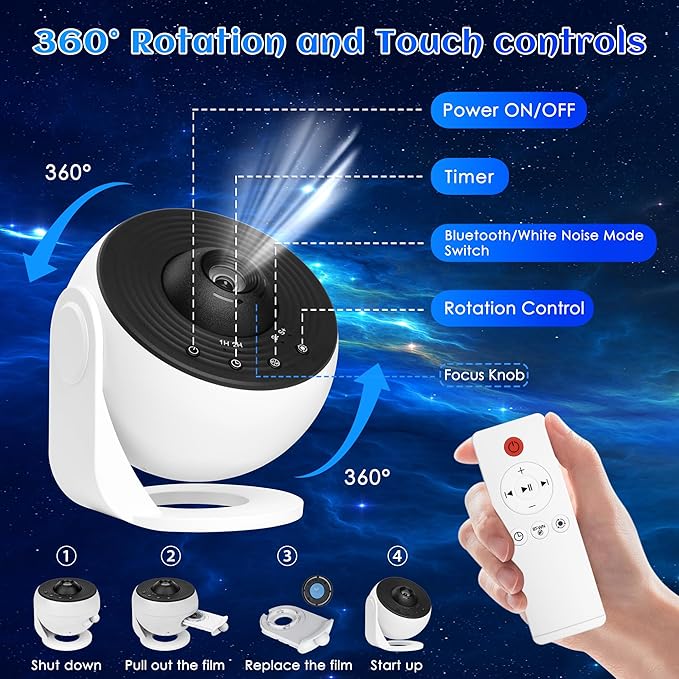 Galaxy Projector for Bedroom Pro Version, HD 12 in 1 Film Discs Star Projector - Image 5
