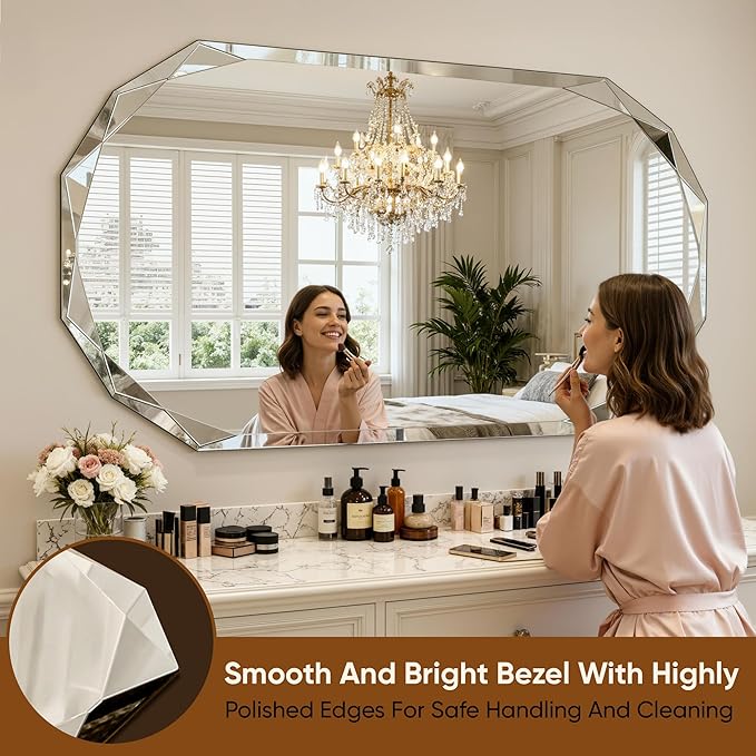 Suidia Bathroom Mirror, Frameless Bathroom Mirror - Image 5