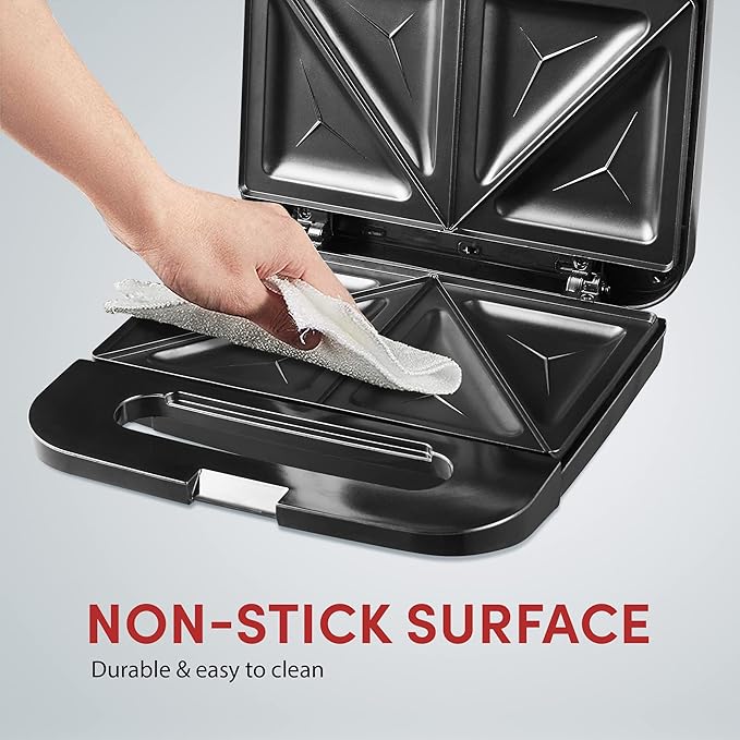 Elite Gourmet ESM2207XSS Sandwich Panini Maker Grilled Cheese, Machine Tuna - Image 5