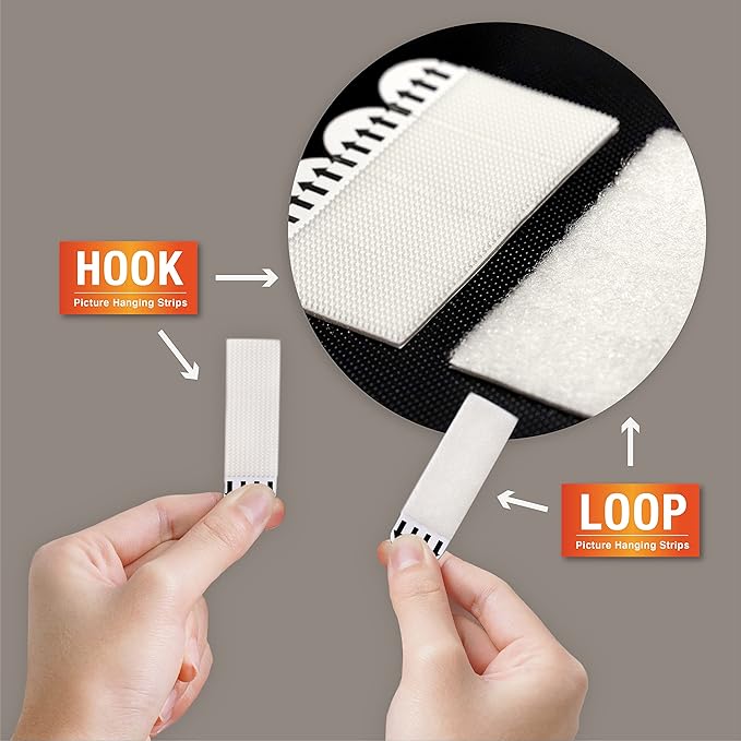 JELLYSUB 60-Pairs Large Picture Hanging Strips Heavy Duty, Hook and Loop Tape - Image 3
