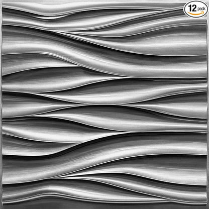 STICKGOO 3D Wall Panels, Brushed Silver Decorative Wall Covering Panels by STICKGOO