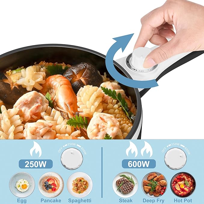 Dezin Hot Pot Electric with Steamer Upgraded, Non-Stick Sauté Pan, Rapid - Image 5